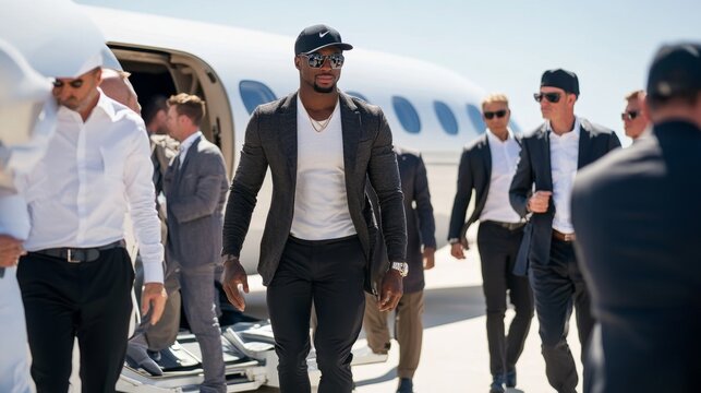 Successful Businessman Arriving at Private Jet