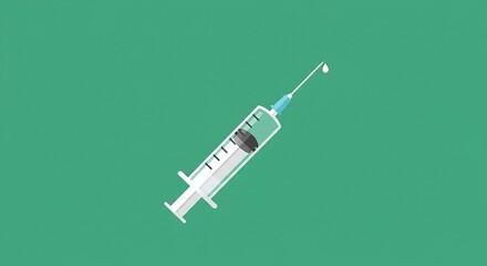 Stylized Syringe Illustration on Teal Background Evoking Medical Themes