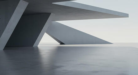 Obraz premium Abstract Modern Concrete Architecture Exterior with Geometric Shapes