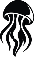 Jellyfish Tattoo Style Vector, Black White Jellyfish Ink Design