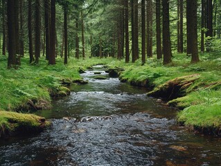 Obraz premium Stream flowing through forest