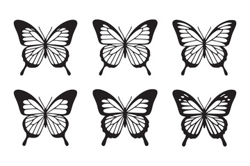 set of vector butterflies