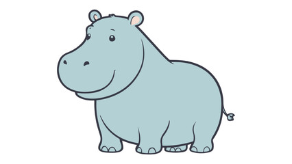 simple cartoon hippo vector illustration 