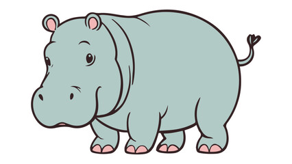 simple illustration of a hippo standing with tail up