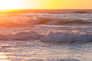 wavs during sunset