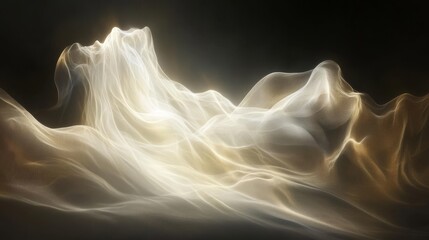 Abstract golden light flowing organic shapes.