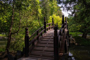 Fototapeta premium Bridge in the Japanese Garden. Wroclaw, Poland.