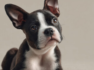 Boston Terrier Puppy Looking Curious