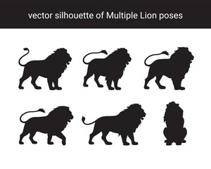 Naklejka premium Majestic Lion Silhouette Set – Multiple Powerful Poses for Iconic and Elegant Wildlife Vector Designs