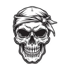 Artistic vector of a skull illustration. design assets, and logo.