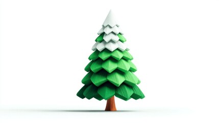 Obraz premium Stylized Winter Pine Tree with Snowy Branches for Seasonal and Nature Designs