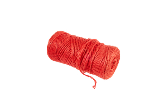 roll of red thread yarn isolated on white or transparent png