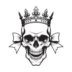 Obraz premium Horned skull with mustache with horn, vector illustration