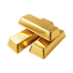 Stack of Gold Bullion Bars Against Transparent Background