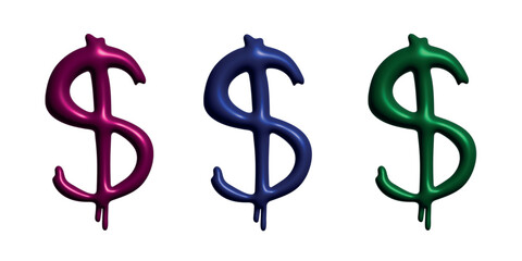 Obraz premium 3d dollar currency symbol set Single element for design