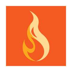Abstract stylized flame icon representing fire concept with bright orange and yellow tones