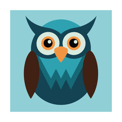 Obraz premium Adorable stylized illustration of a blue owl with a charming design and a soft color palette.