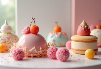 gravity defying culinary creations high end dessert display minimalist background artful presentation edible sculpture, design, showcase, elegance, taste