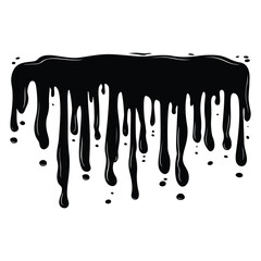 Black ink splatter and drips on a white background, Black dripping paint with irregular shape, abstract art design