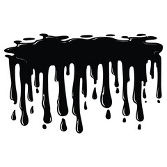 Black ink splatter and drips on a white background, Black dripping paint with irregular shape, abstract art design