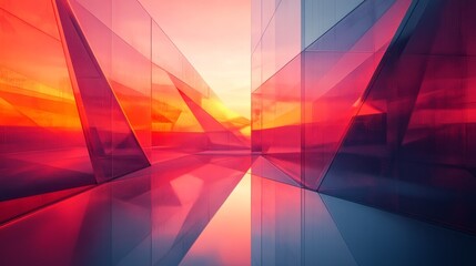 Dynamic interior space filled with vibrant reflections.