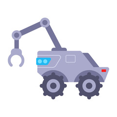 ground lunar rover with claw. research equipment. scientific drone. flat illustration.