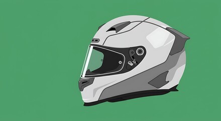 Fototapeta premium Side Profile of a Protective Motorbike Helmet in Vector Illustration Style