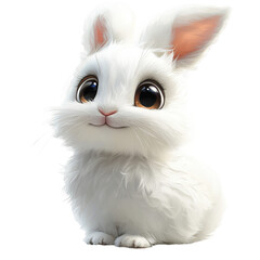 Cute white bunny rabbit adorable pet animal fluffy easter bunny rabbit art on transparent background