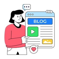 A colored design illustration of online blog