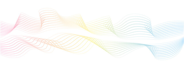 Abstract gradient colorful wave line element. Wave with blend lines . A curved wavy line, . A curved wavy line, . Digital equaliser of a frequency track. Vector
