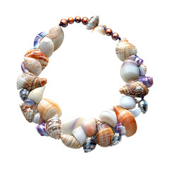 Bold Shell Necklace with an Asymmetrical Display Isolated on Transparent Background