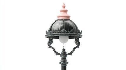 Fototapeta premium Elegant Vintage Street Lamp with Intricate Design and Soft Pink Finial