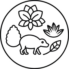 Cute Kinkajou Animal Floral Nature Icon