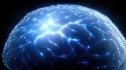 Digital Brain Scan Shows Light Pulses Representing Emotional Healing in Motion