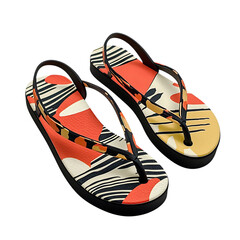Trendy Slip On Beach Sandals with a Bold Graphic Isolated on Transparent Background
