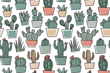 A Charming Collection of Potted Cacti and Succulents in Varied Styles