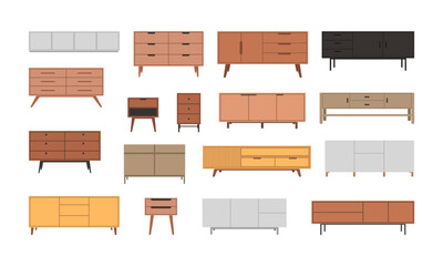 Set of Modern Storage Cabinets – Vector Illustration
