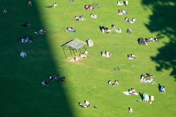 The Josaphat park with multi cultutal groups of families in the green recreation zone in ...