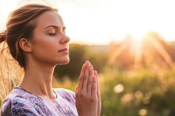 Inspiring moment of deep relief techniques at sunset in a peaceful outdoor setting