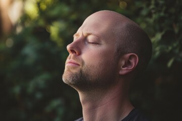 Naklejka premium Relaxation techniques in nature enhance deep mindfulness and self-awareness