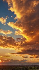 Obraz premium Sunset Sky, Beautiful nature in Early Morning with Orange, Yellow sunlight clouds fluffy, Golden Hour Sunrise summer Background 