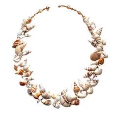 Artistic Boho Shell Necklace with an Irregular Clus Isolated on Transparent Background