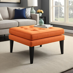 Stylish and modern orange ottoman