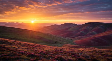 Naklejka premium Mountain sunrise landscape