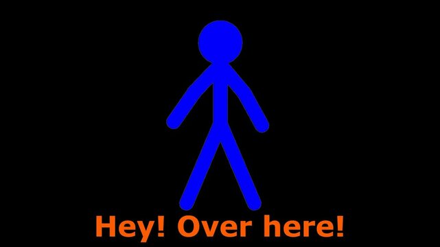 Blue stick figure person waving