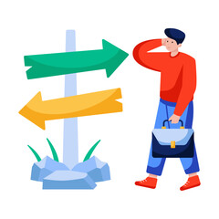 Conceptual flat design illustration of choose path