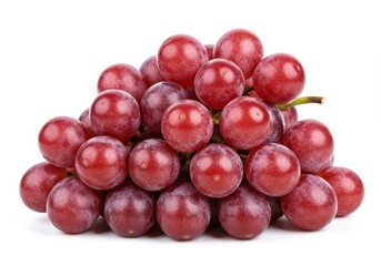 Fototapeta premium A cluster of fresh red grapes is piled high against a white background