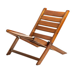 Sport Inspired Fold Away Wooden Beach Chair Isolated on Transparent Background