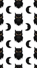 Midnight Owls & Moons: Dark Elegance Pattern