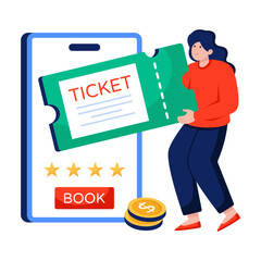 A unique design illustration of mobile ticket booking
